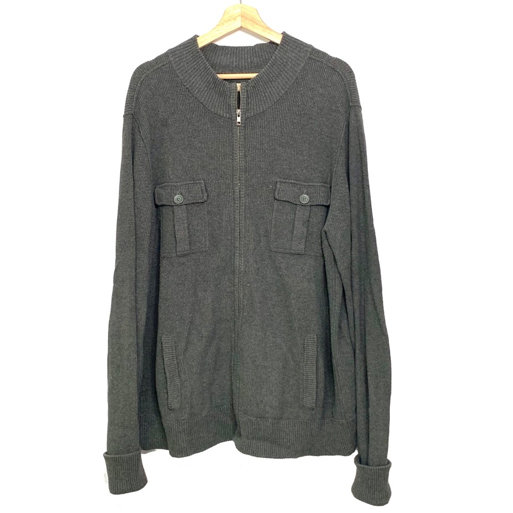 1901 Nordstrom Gray Full Zip Cardigan Sweater Jacket Mens XXL Casual Office